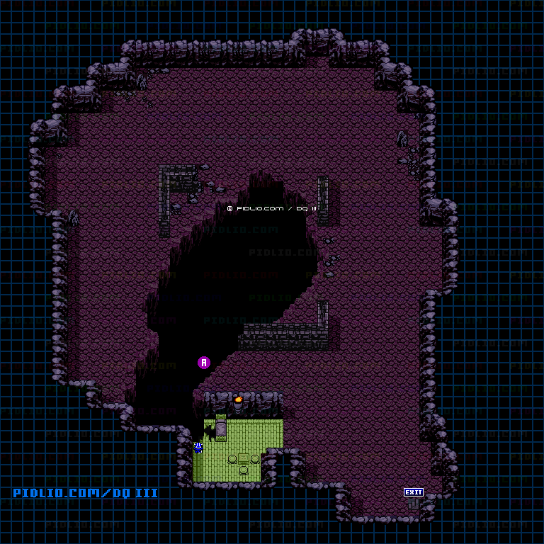 ギアガの大穴・崩壊後のマップ画像 ／ GB版ドラゴンクエスト3攻略 ─ pidlio.com