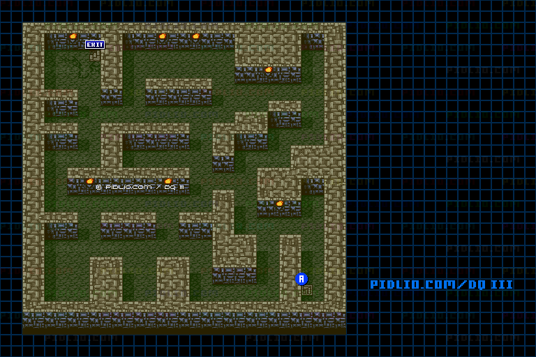 ラダトーム北の洞窟・地下1階のマップ画像 ／ GB版ドラゴンクエスト3攻略 ─ pidlio.com