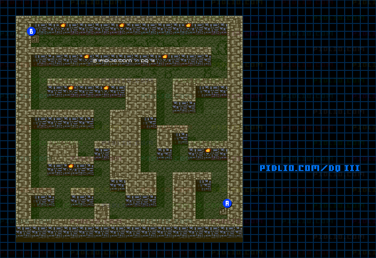 ラダトーム北の洞窟・地下2階のマップ画像 ／ GB版ドラゴンクエスト3攻略 ─ pidlio.com