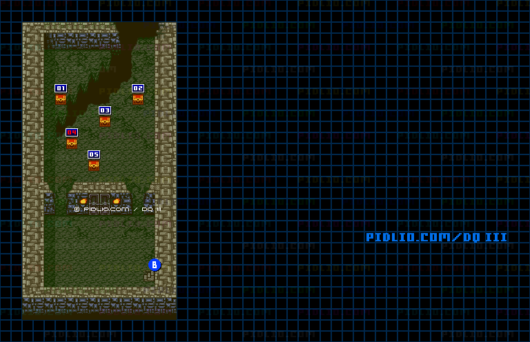 ラダトーム北の洞窟・地下3階のマップ画像 ／ GB版ドラゴンクエスト3攻略 ─ pidlio.com