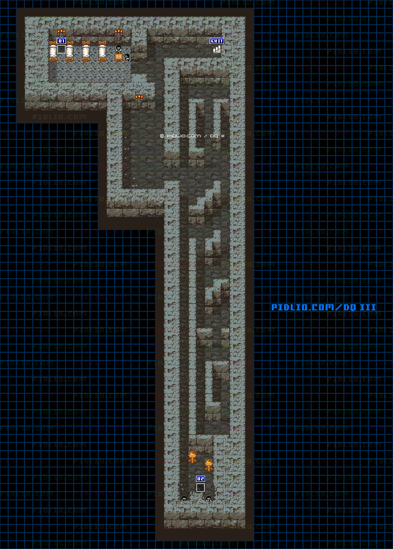 沼地の洞窟のマップ画像 ／ GB版ドラゴンクエスト3攻略 ─ pidlio.com