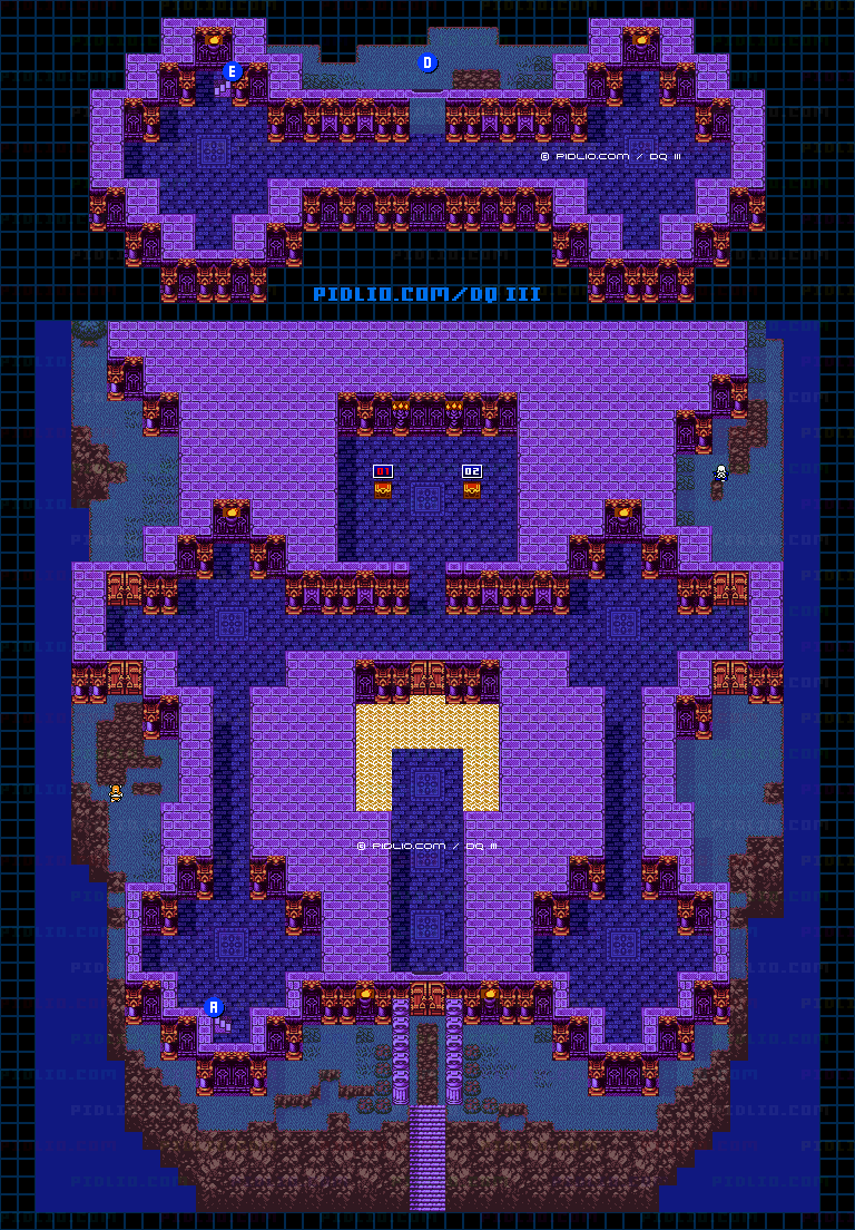 ルビスの塔・1階のマップ画像 ／ GB版ドラゴンクエスト3攻略 ─ pidlio.com