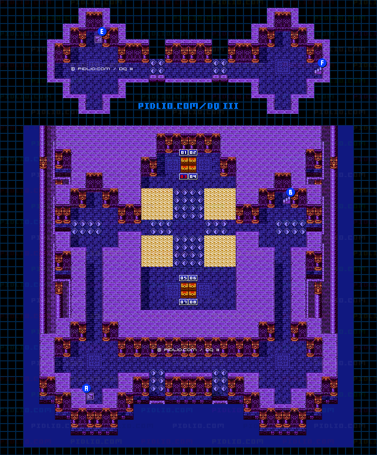 ルビスの塔・2階のマップ画像 ／ GB版ドラゴンクエスト3攻略 ─ pidlio.com