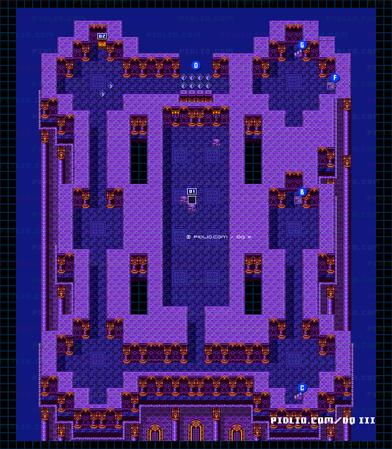ルビスの塔・3階のマップ画像 ／ GB版ドラゴンクエスト3攻略 ─ pidlio.com
