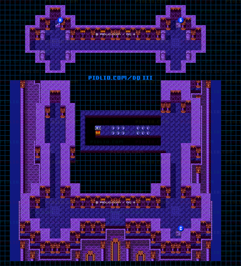 ルビスの塔・4階のマップ画像 ／ GB版ドラゴンクエスト3攻略 ─ pidlio.com