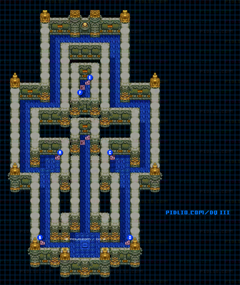 ゾーマの城・地下1階のマップ画像 ／ GB版ドラゴンクエスト3攻略 ─ pidlio.com