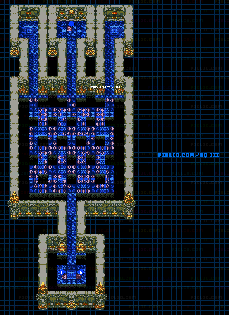 ゾーマの城・地下2階のマップ画像 ／ GB版ドラゴンクエスト3攻略 ─ pidlio.com