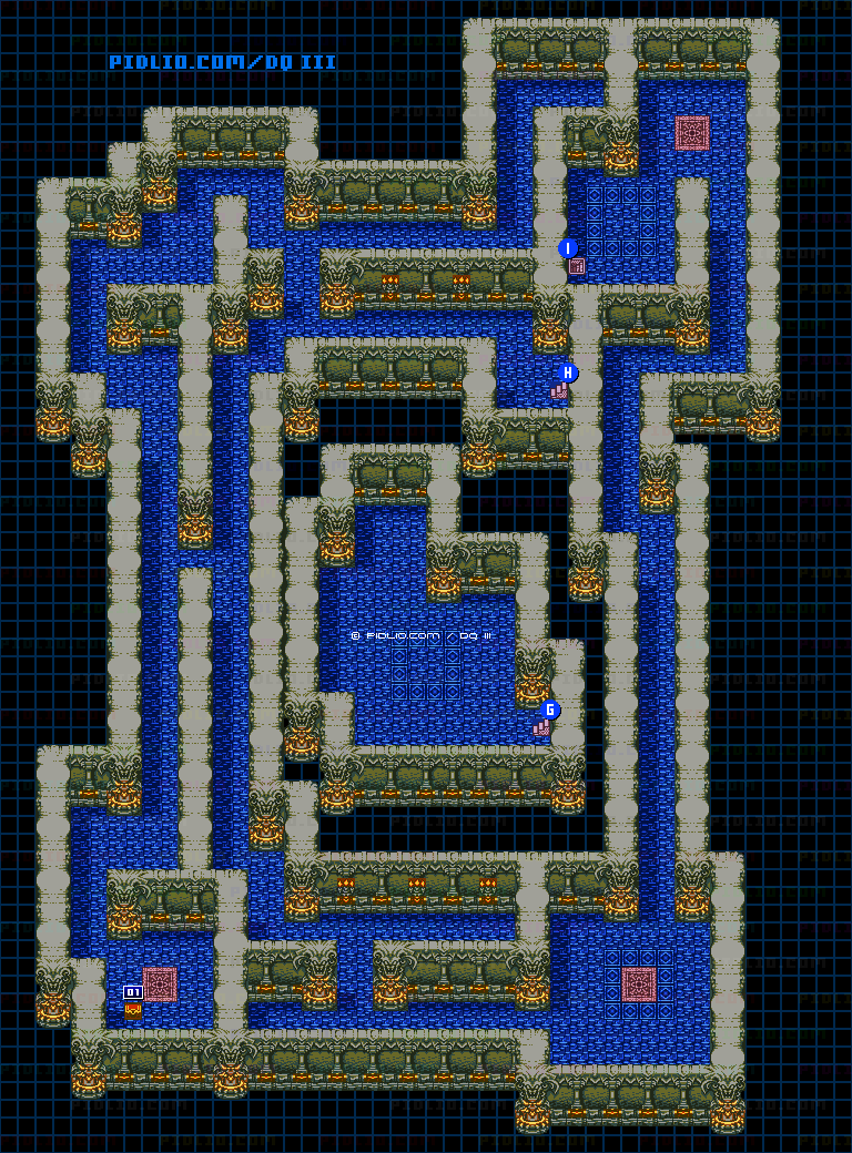 ゾーマの城・地下3階のマップ画像 ／ GB版ドラゴンクエスト3攻略 ─ pidlio.com