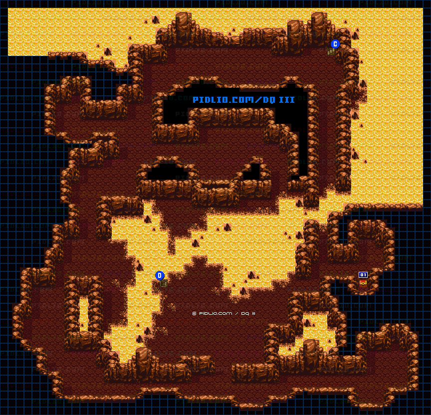 隠しダンジョン前半（天界の洞窟）・第3フロアのマップ画像 ／ GB版ドラゴンクエスト3攻略 ─ pidlio.com