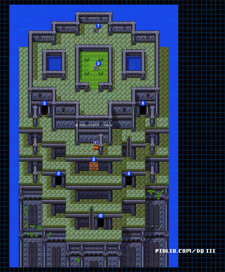 隠しダンジョン後半（天界の塔）外観のマップ画像 ／ GB版ドラゴンクエスト3攻略 ─ pidlio.com