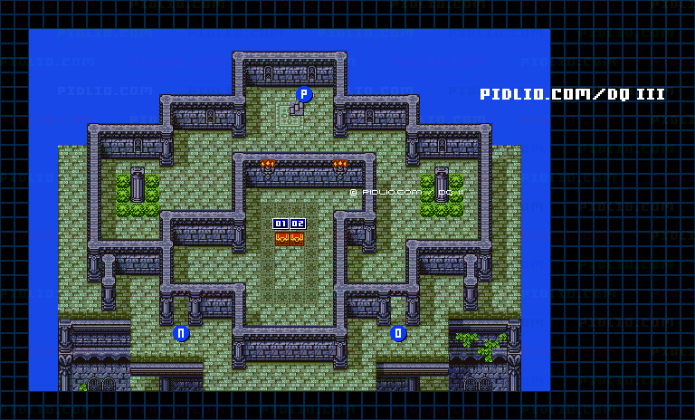 隠しダンジョン後半（天界の塔）2階のマップ画像 ／ GB版ドラゴンクエスト3攻略 ─ pidlio.com