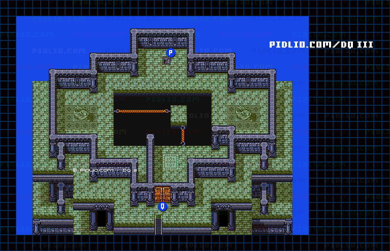 隠しダンジョン後半（天界の塔）3階のマップ画像 ／ GB版ドラゴンクエスト3攻略 ─ pidlio.com
