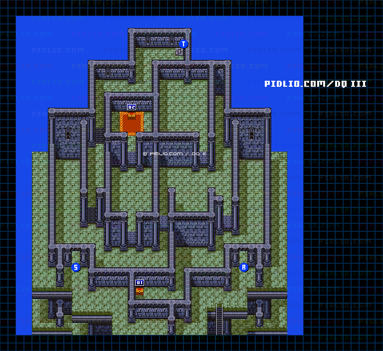 隠しダンジョン後半（天界の塔）4階のマップ画像 ／ GB版ドラゴンクエスト3攻略 ─ pidlio.com