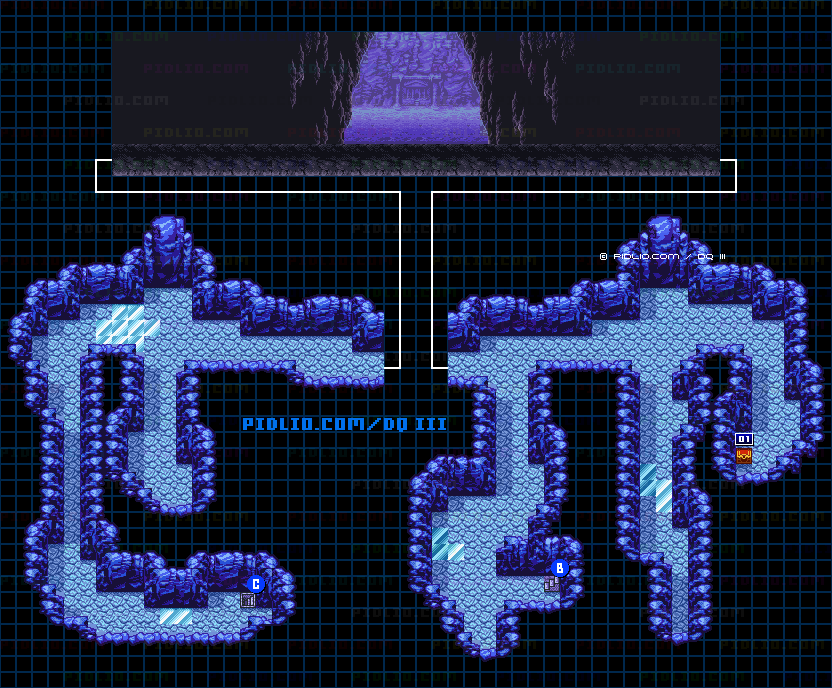 氷の洞窟・地下3階のマップ画像 ／ GB版ドラゴンクエスト3攻略 ─ pidlio.com