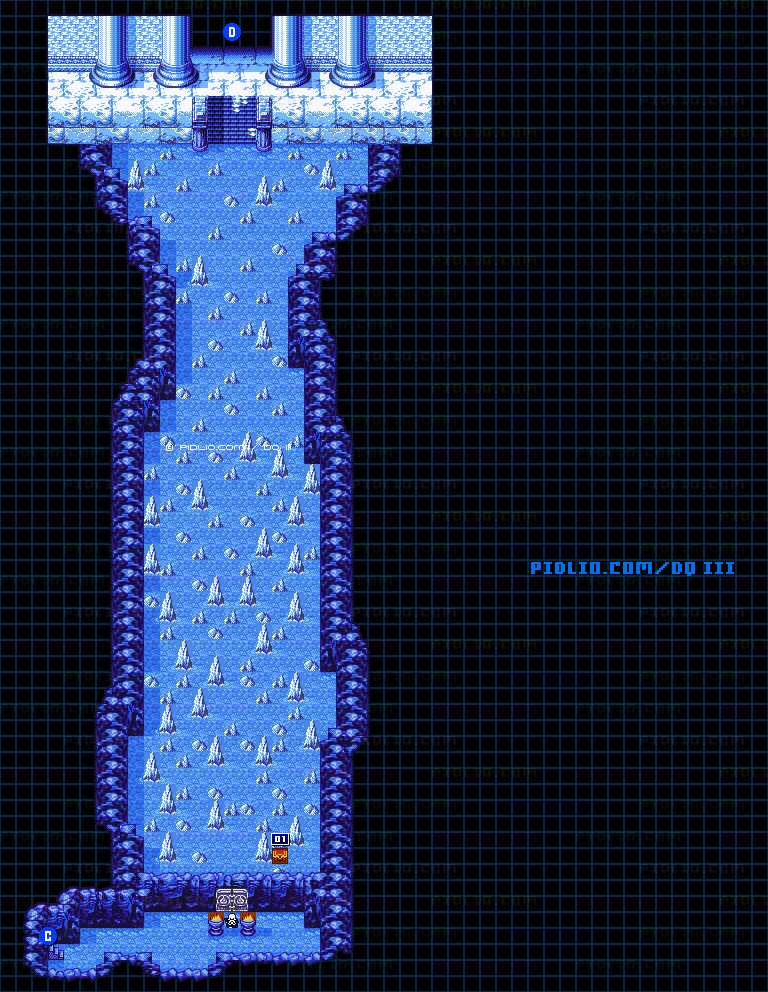 氷の洞窟・地下4階のマップ画像 ／ GB版ドラゴンクエスト3攻略 ─ pidlio.com