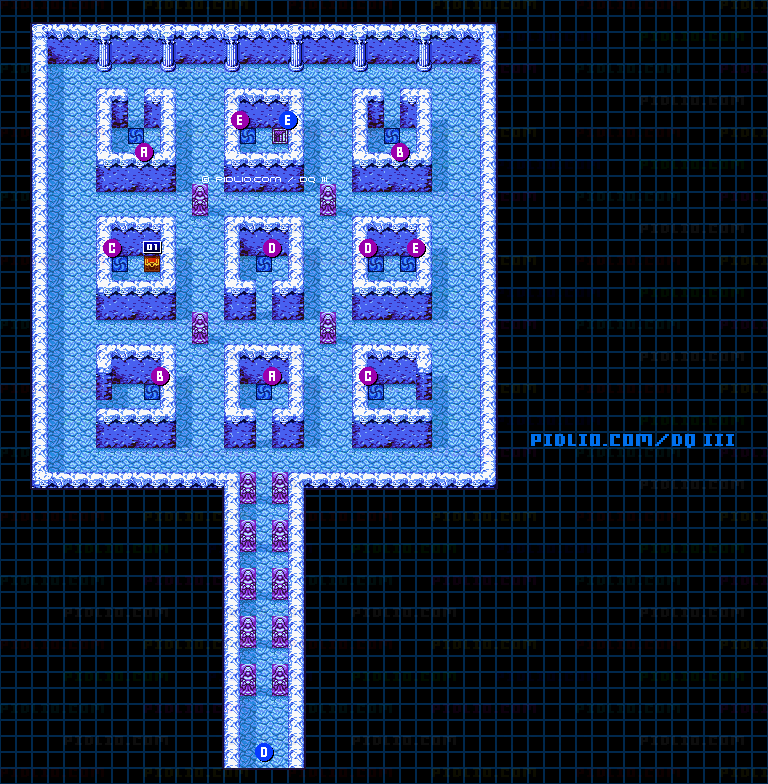 氷の洞窟・地下4階神殿内のマップ画像 ／ GB版ドラゴンクエスト3攻略 ─ pidlio.com