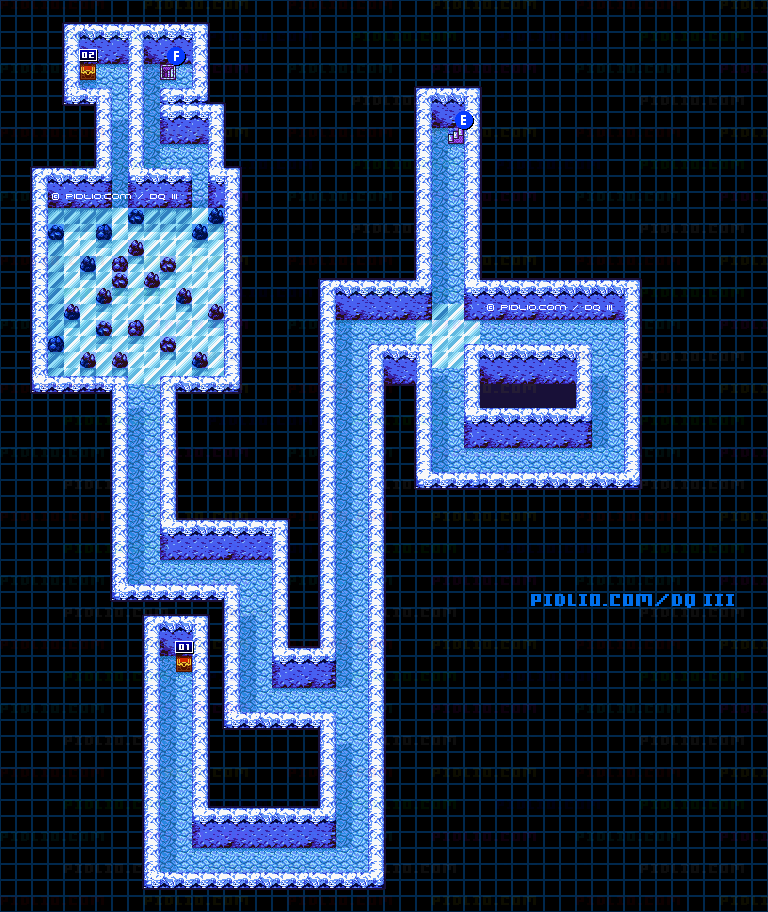 氷の洞窟・地下5階のマップ画像 ／ GB版ドラゴンクエスト3攻略 ─ pidlio.com