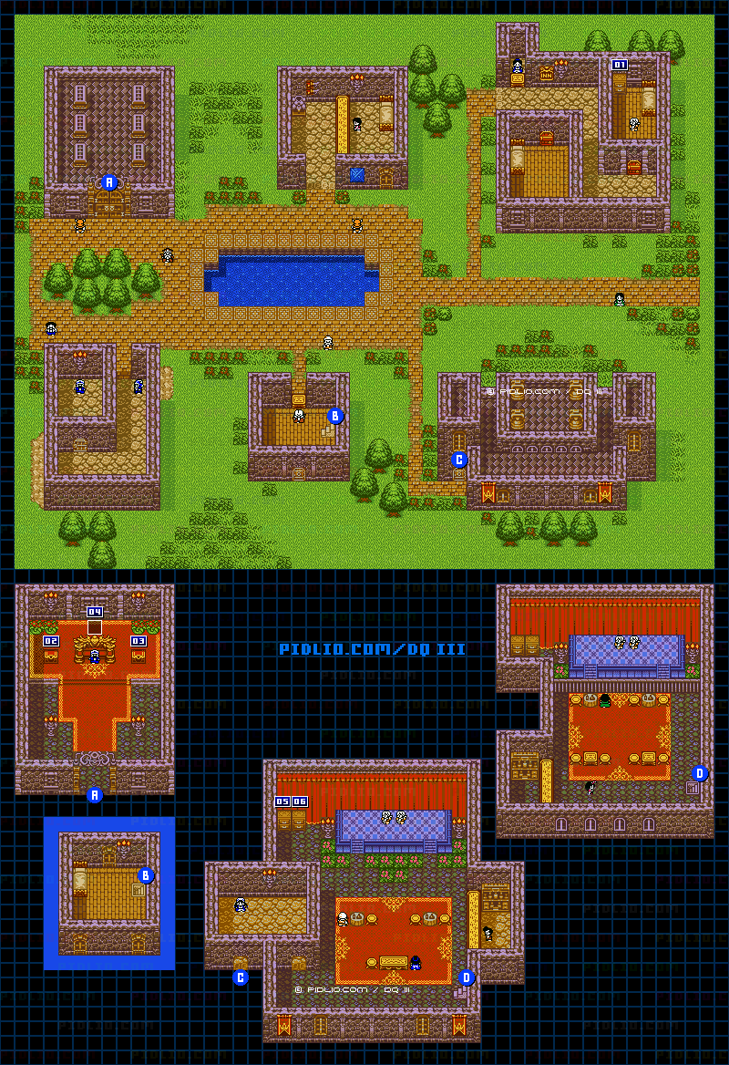 新しい町（～バーク）第5段階のマップ画像 ／ GB版ドラゴンクエスト3攻略 ─ pidlio.com