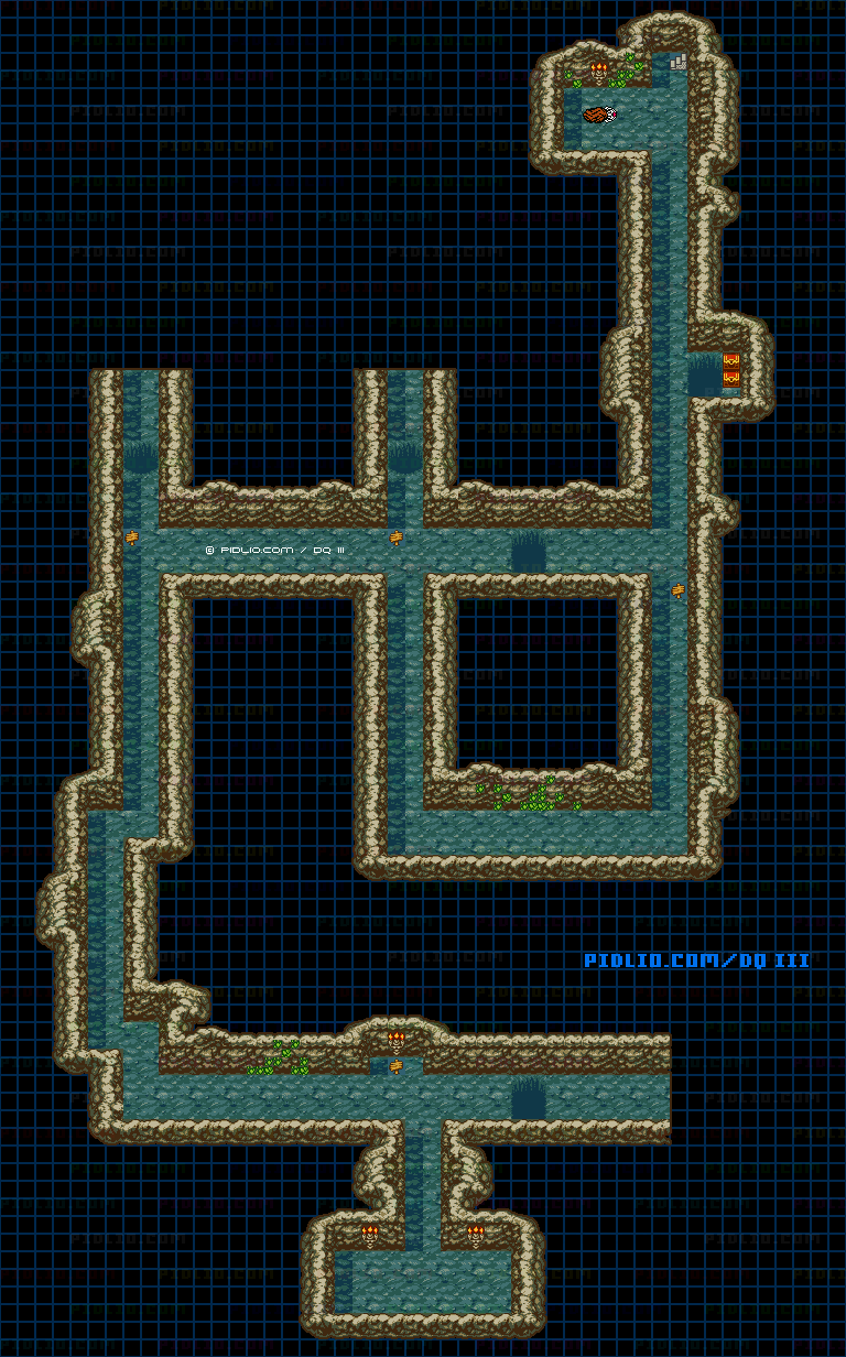 性格診断「洞窟」のマップ画像 ／ GB版ドラゴンクエスト3攻略 ─ pidlio.com