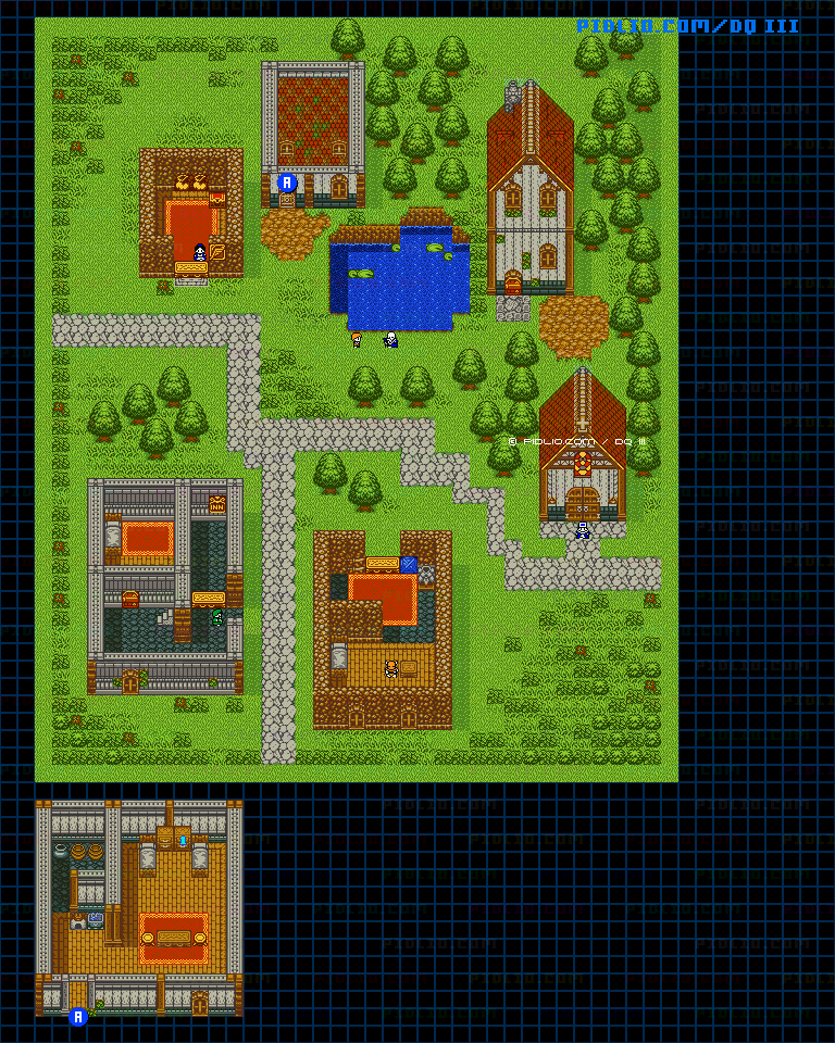 性格診断「村でのお使い」のマップ画像 ／ GB版ドラゴンクエスト3攻略 ─ pidlio.com