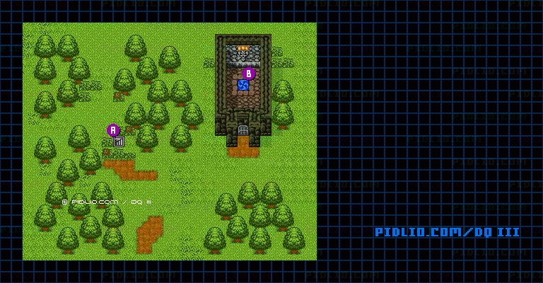 レーべ南の森のマップ画像 ／ GB版ドラゴンクエスト3攻略 ─ pidlio.com