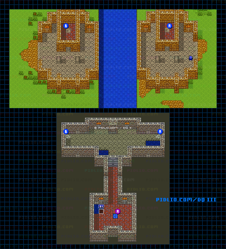 ロマリアの関所のマップ画像 ／ GB版ドラゴンクエスト3攻略 ─ pidlio.com