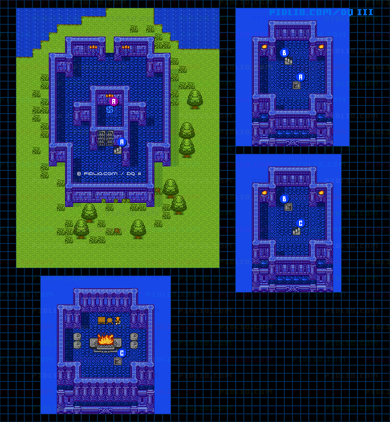 ポルトガの灯台のマップ画像 ／ GB版ドラゴンクエスト3攻略 ─ pidlio.com