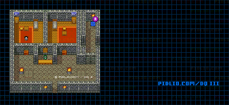 旅人の宿屋のマップ画像 ／ GB版ドラゴンクエスト3攻略 ─ pidlio.com