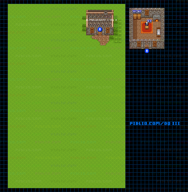 グリンラッドの老人の家のマップ画像 ／ GB版ドラゴンクエスト3攻略 ─ pidlio.com