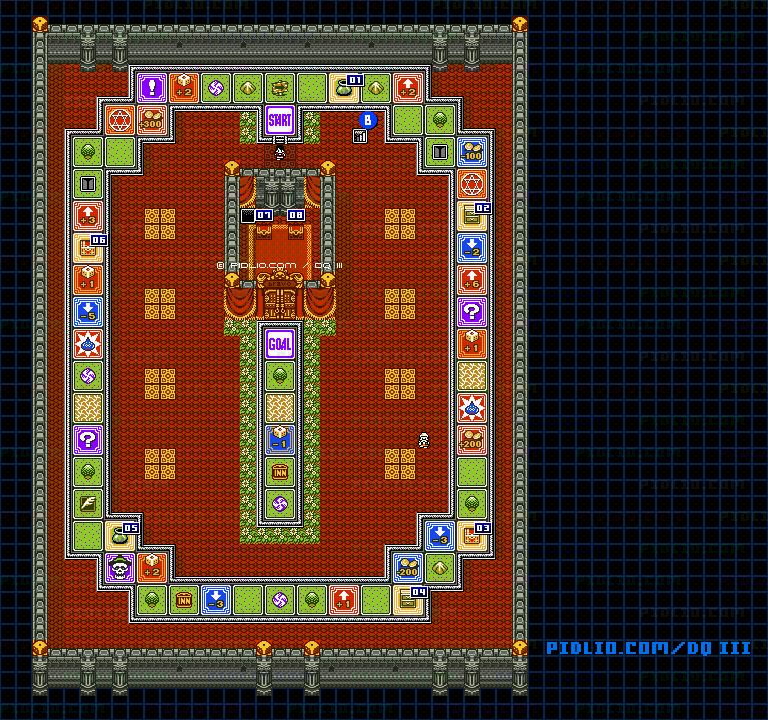 第2のすごろく場・2階すごろく場フロアのマップ画像 ／ GB版ドラゴンクエスト3攻略 ─ pidlio.com