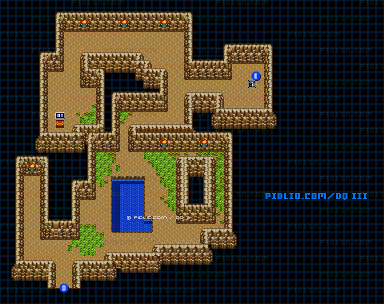 第4のすごろく場・2階奥のマップ画像 ／ GB版ドラゴンクエスト3攻略 ─ pidlio.com