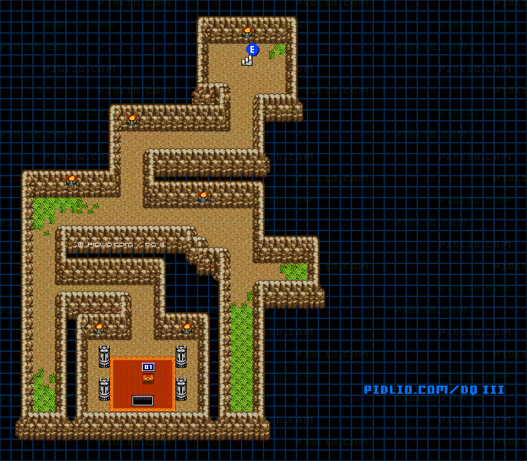 第4のすごろく場・1階奥のマップ画像 ／ GB版ドラゴンクエスト3攻略 ─ pidlio.com