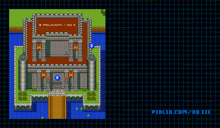 アリアハンの城・外観のマップ画像 ／ GB版ドラゴンクエスト3攻略 ─ pidlio.com