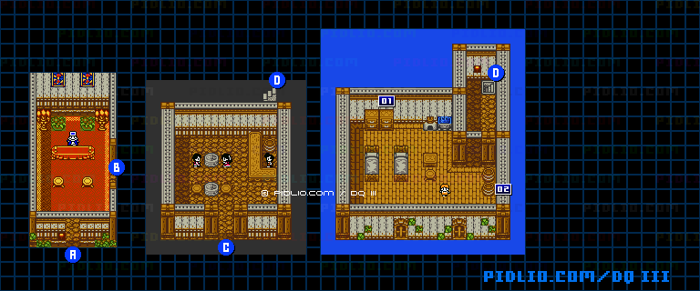 カザーブの村・屋内のマップ画像 ／ GB版ドラゴンクエスト3攻略 ─ pidlio.com