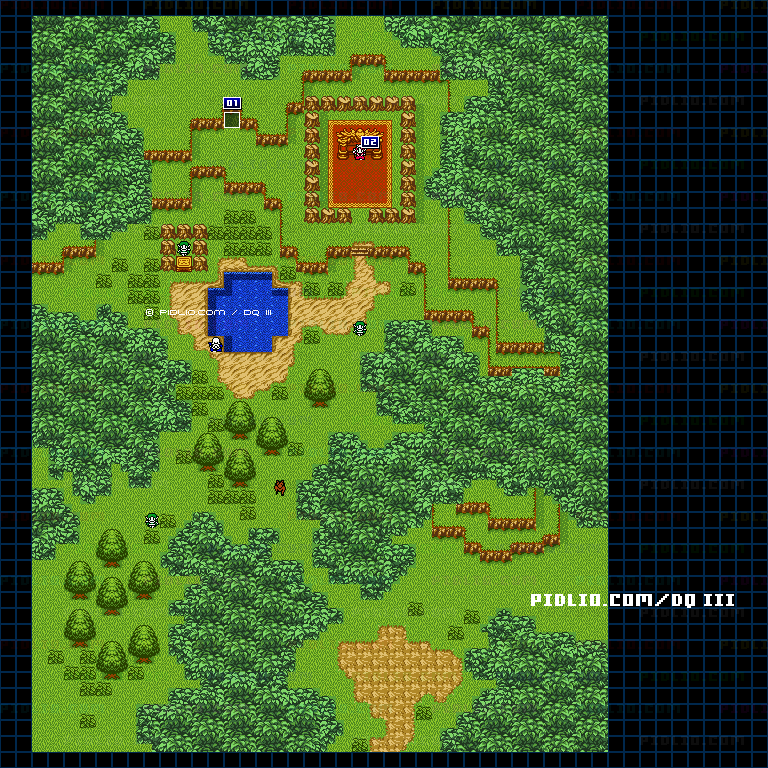 エルフの隠れ里のマップ画像 ／ GB版ドラゴンクエスト3攻略 ─ pidlio.com