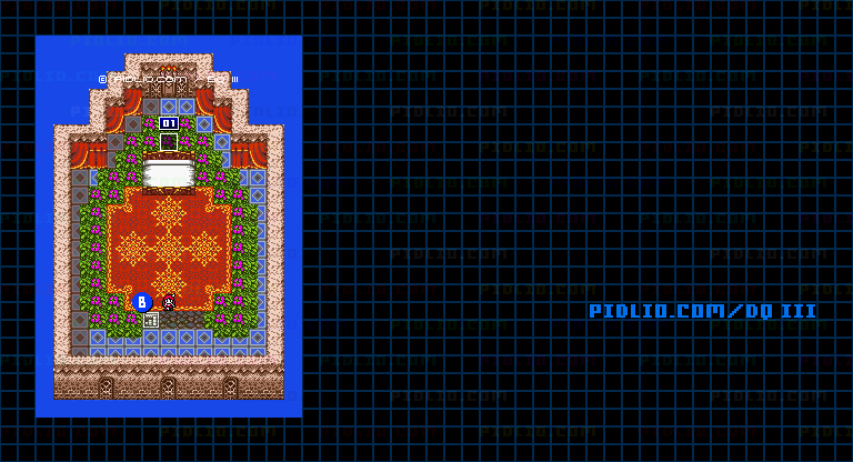 イシスの城・城内3階のマップ画像 ／ GB版ドラゴンクエスト3攻略 ─ pidlio.com