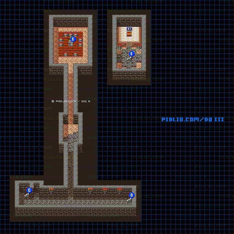 イシスの城・地下のマップ画像 ／ GB版ドラゴンクエスト3攻略 ─ pidlio.com
