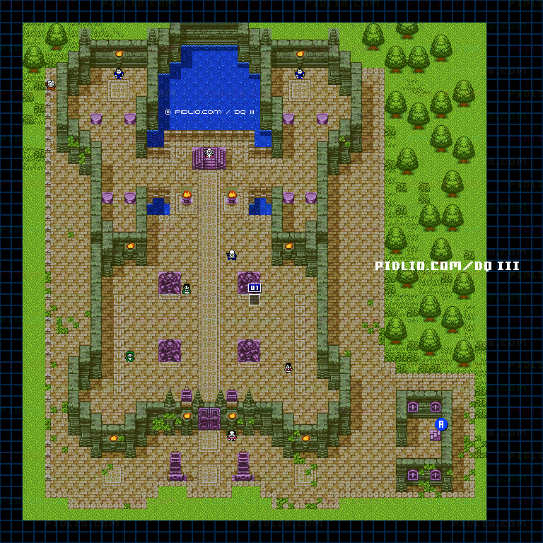 ダーマ神殿・1階のマップ画像 ／ GB版ドラゴンクエスト3攻略 ─ pidlio.com