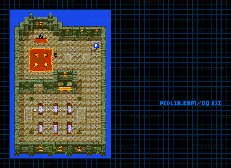 ダーマ神殿・2階のマップ画像 ／ GB版ドラゴンクエスト3攻略 ─ pidlio.com