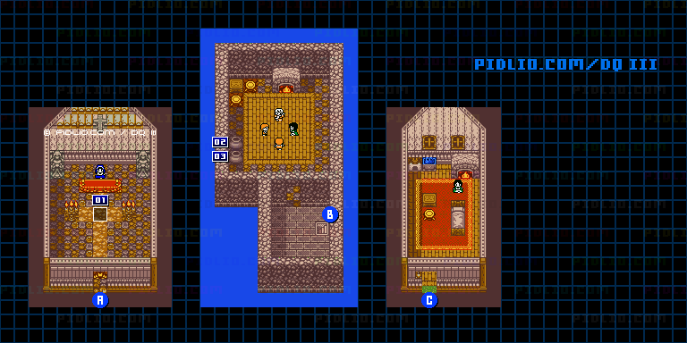 ムオルの村・屋内のマップ画像 ／ GB版ドラゴンクエスト3攻略 ─ pidlio.com