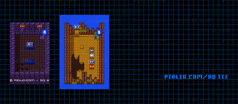 テドンの村・屋内のマップ画像 ／ GB版ドラゴンクエスト3攻略 ─ pidlio.com