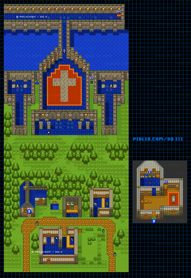 ランシールの村のマップ画像 ／ GB版ドラゴンクエスト3攻略 ─ pidlio.com