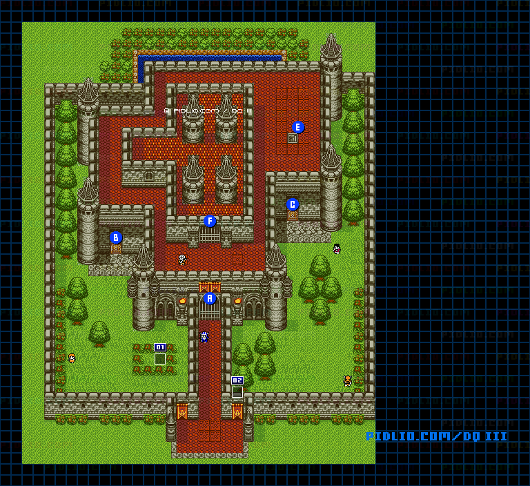 エジンベアの城・外観のマップ画像 ／ GB版ドラゴンクエスト3攻略 ─ pidlio.com