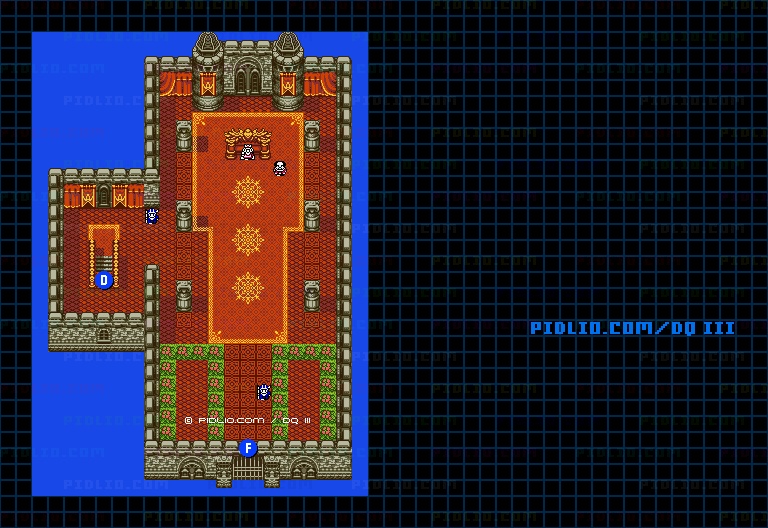 エジンベアの城・城内2階のマップ画像 ／ GB版ドラゴンクエスト3攻略 ─ pidlio.com