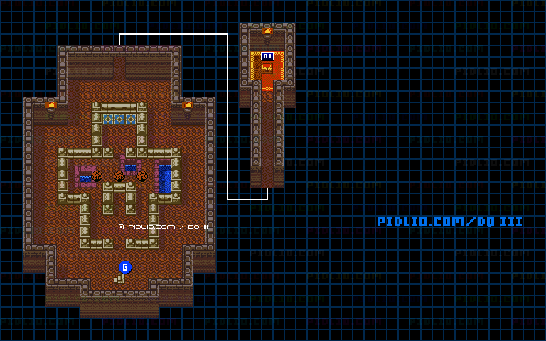 エジンベアの城・地下宝物庫のマップ画像 ／ GB版ドラゴンクエスト3攻略 ─ pidlio.com