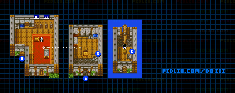 ルザミの村・屋内のマップ画像 ／ GB版ドラゴンクエスト3攻略 ─ pidlio.com