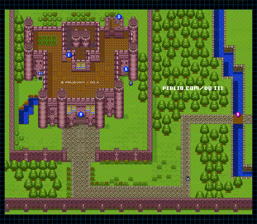 サマンオサの城・外観のマップ画像 ／ GB版ドラゴンクエスト3攻略 ─ pidlio.com