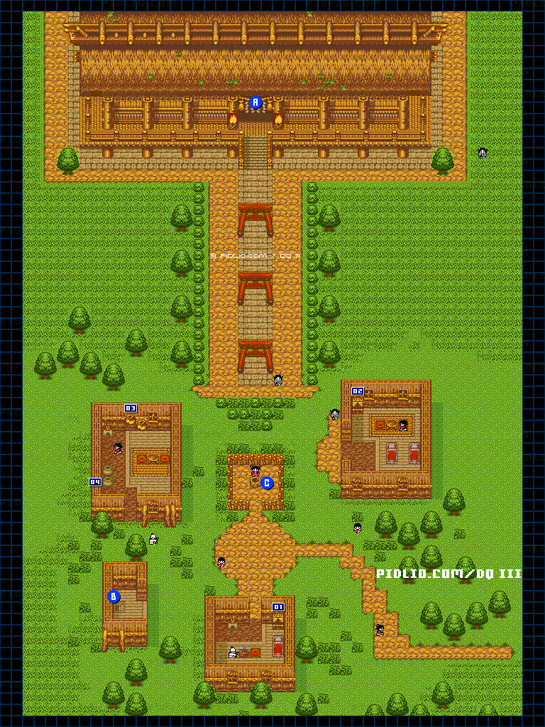 ジパング国・屋外のマップ画像 ／ GB版ドラゴンクエスト3攻略 ─ pidlio.com