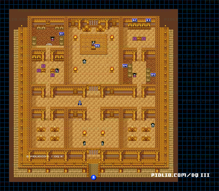 ジパング国・神殿内のマップ画像 ／ GB版ドラゴンクエスト3攻略 ─ pidlio.com