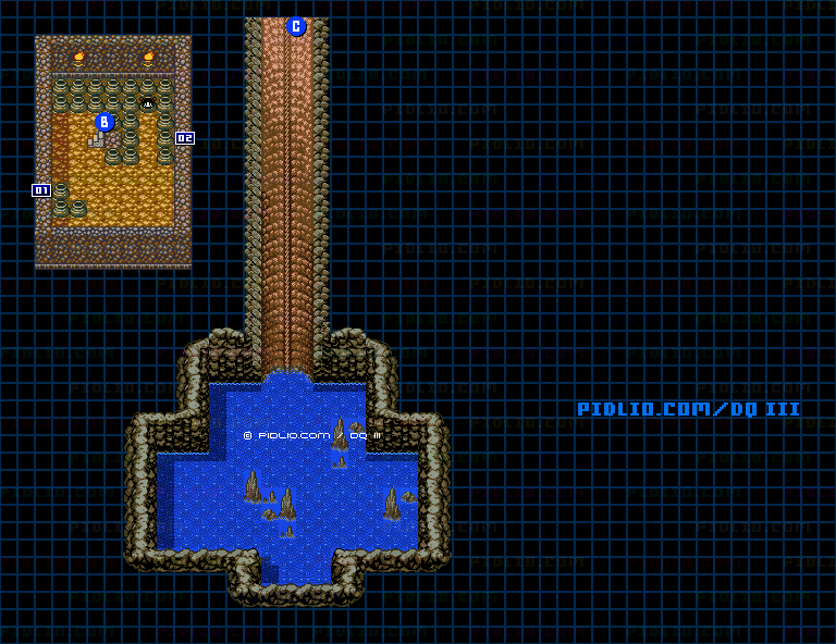 ジパング国・地下と井戸のマップ画像 ／ GB版ドラゴンクエスト3攻略 ─ pidlio.com